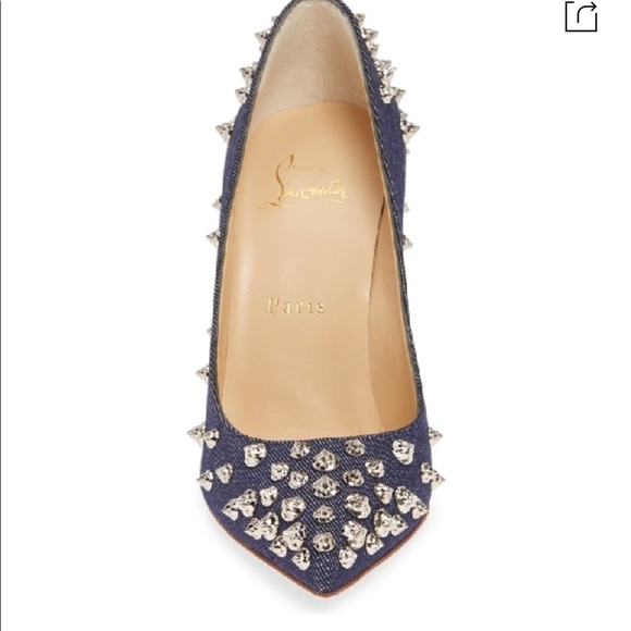 Louboutin Aimantaclou Studded Blue Denim Pumps Heels Size 39 - Picture 4 of 16